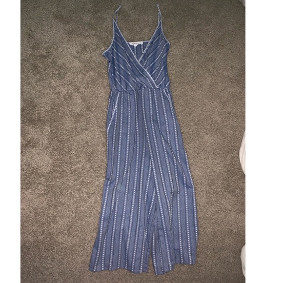 Blue & White Striped Wide Leg Jumpsuit - Picture 1 of 3